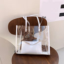 Retro Women Clear Composite Bags Shoulder Bag Pure Color Handbags (White)
