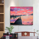 Frameless Sunrise Fishing Oil Paint By Numbers Kit Handmade Drawing On Canvas