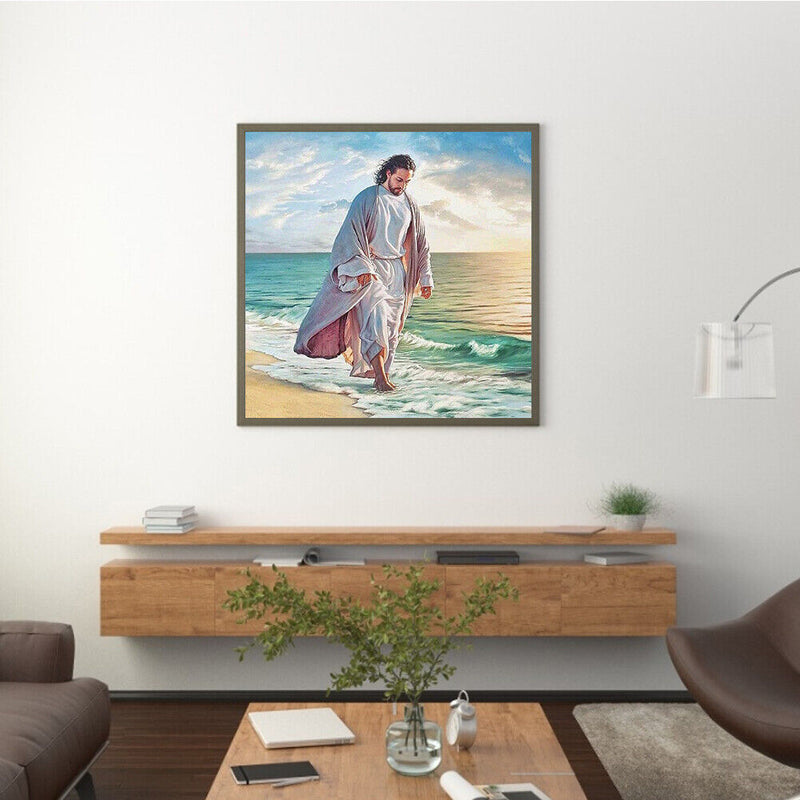 Oil Paint By Numbers Picture DIY Drawing Man on the Beach Handmade Gift Adu