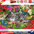 Diamond Painting 5D DIY Cat Full Round Drill Rhinestone Picture (NH1195) Newly