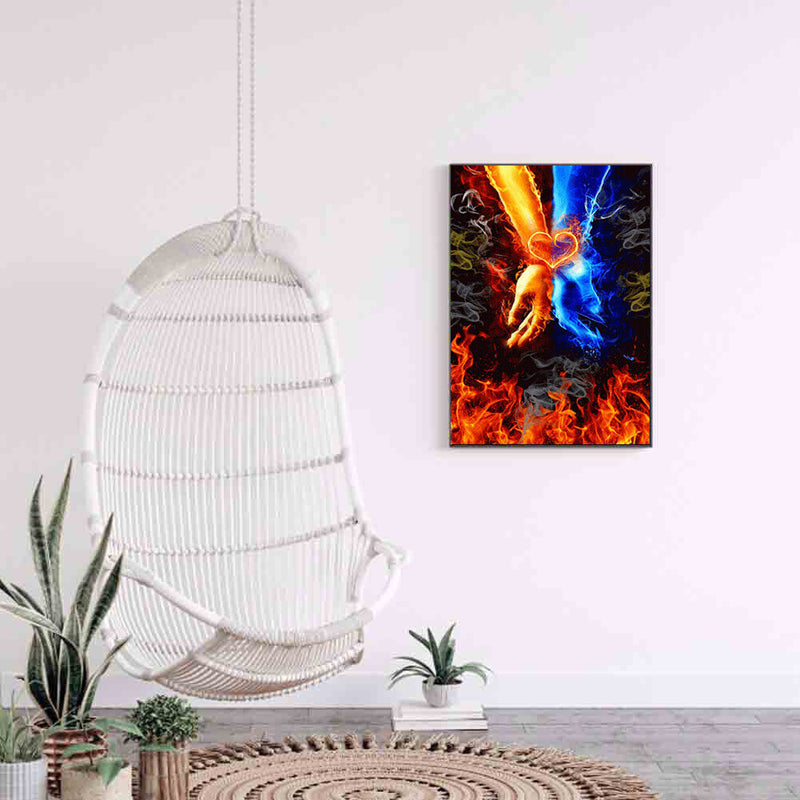 Handmade Flame Couple 5D DIY Full Round Drill Drawing Kit Diamond Painting Cr