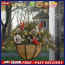 Christmas Basket Pendant Pinecone LED Lights Wreath Pendant for Door Tree Window