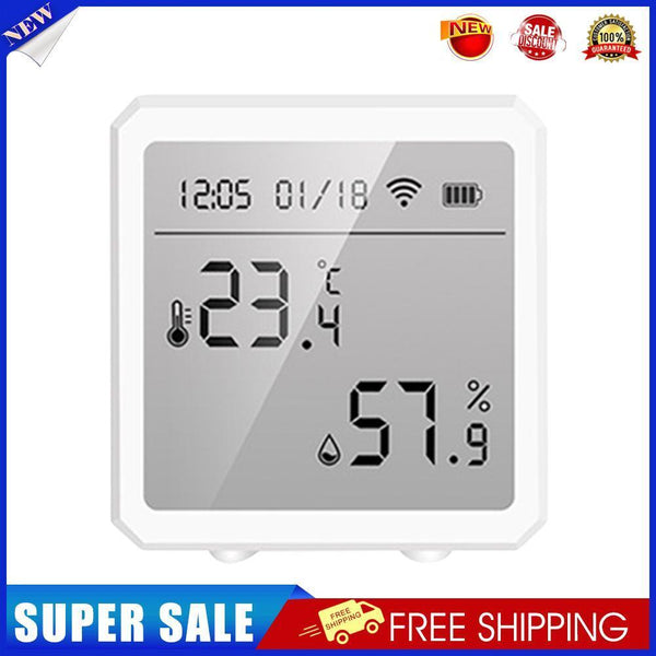WIFI Temperature Sensor Humidity Meter Digital LCD Screen Gauge (White)