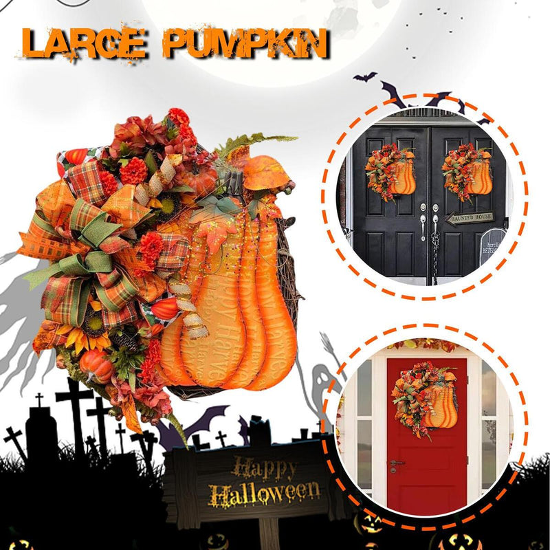 Herbstkranz Türkranz für Haustür Kürbisse Blatt Halloween Dekor Geschenk.