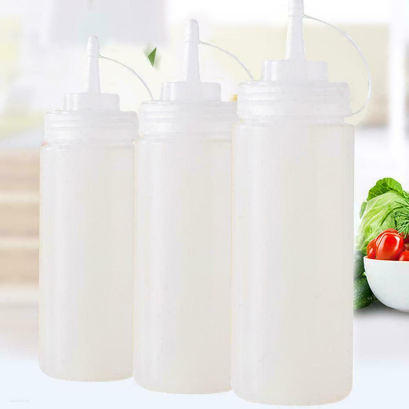 1* Plastic Clear Squeeze Squeezy Sauce Bottles Mayo 240ml Dispenser Bottles M9O8