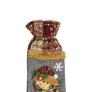Christmas Plaid Wine Bottle Bags Santa Snowman Holiday Dinner Table Decoration