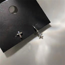 Cross Earrings Zircon Crystal Earrings Shinning Sparkle Earrings Asymmetry Stud