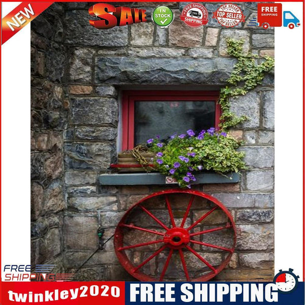 Frameless Oil Paint By Numbers Window Flower DIY Canvas Picture Craft Kit