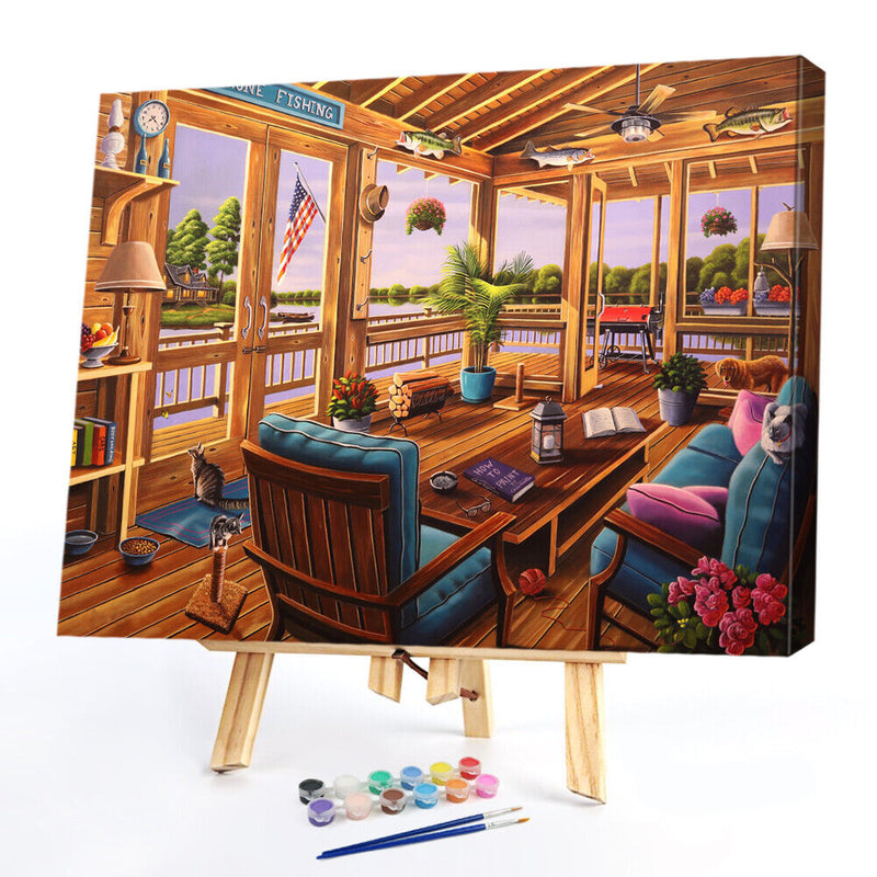 Paint By Numbers for Adults Beginner House Living Room DIY Acrylic Painting Kit