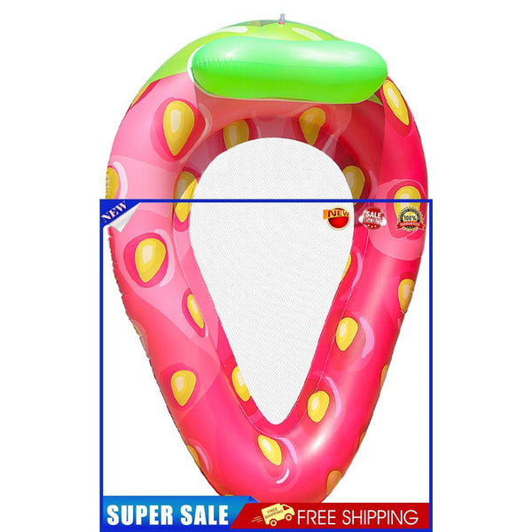 Pool Lounger - Inflatable Floating Water Hammock Outdoor Toys - Strawberry