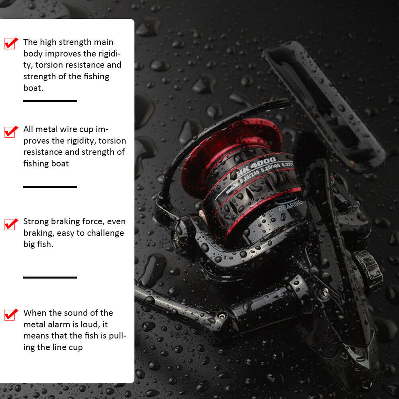 Spinning Fishing Reel Gear Ratio 5.2/1 Max Drag 8kg Carp Fishing Saltwater Wheel