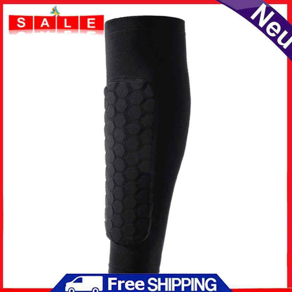 Outdoor Football Shin Guard Pads Honeycomb Calf Protective Gear (Black L)