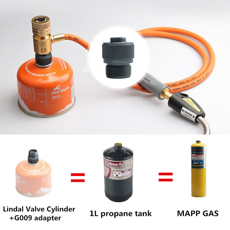 Gas Adapter Flat Gas Tank to MAPP Air Bottle Adapter 1LB Propane Interface Guns