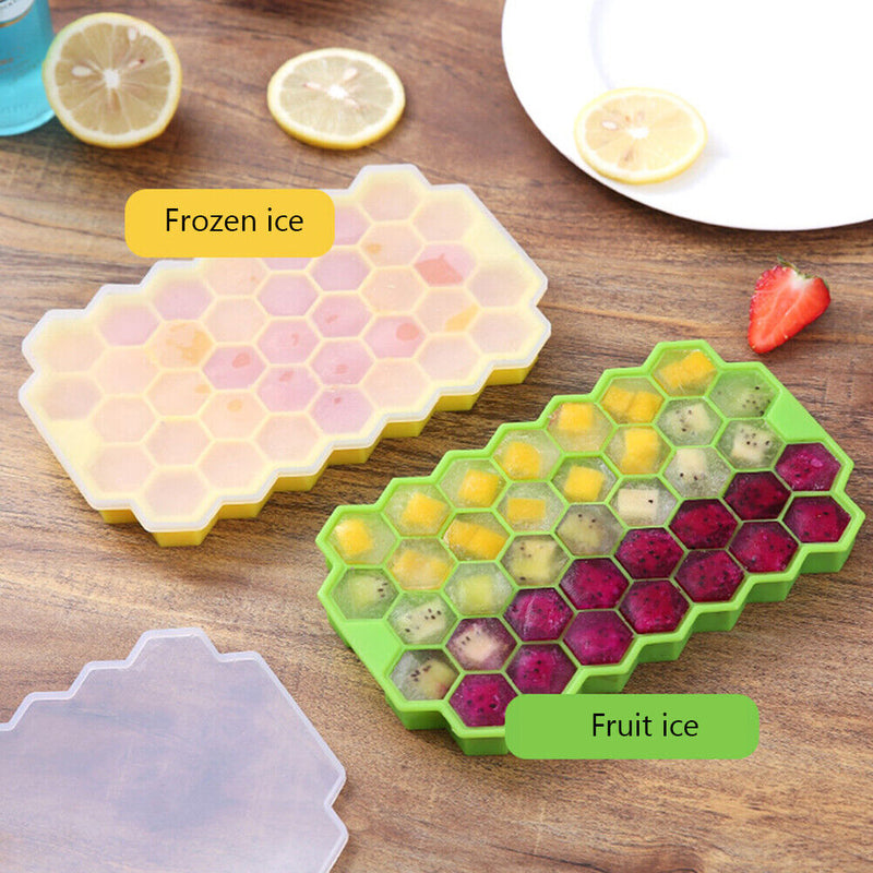 #A 37 Cavity Ice Cube Making Mold Reusable Silicone Ice Ball Fruit Tray for Summ
