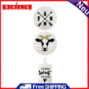 Wooden Farmhouse White Cow Letter Sculptures Ornament Round Plate Desktop Crafts