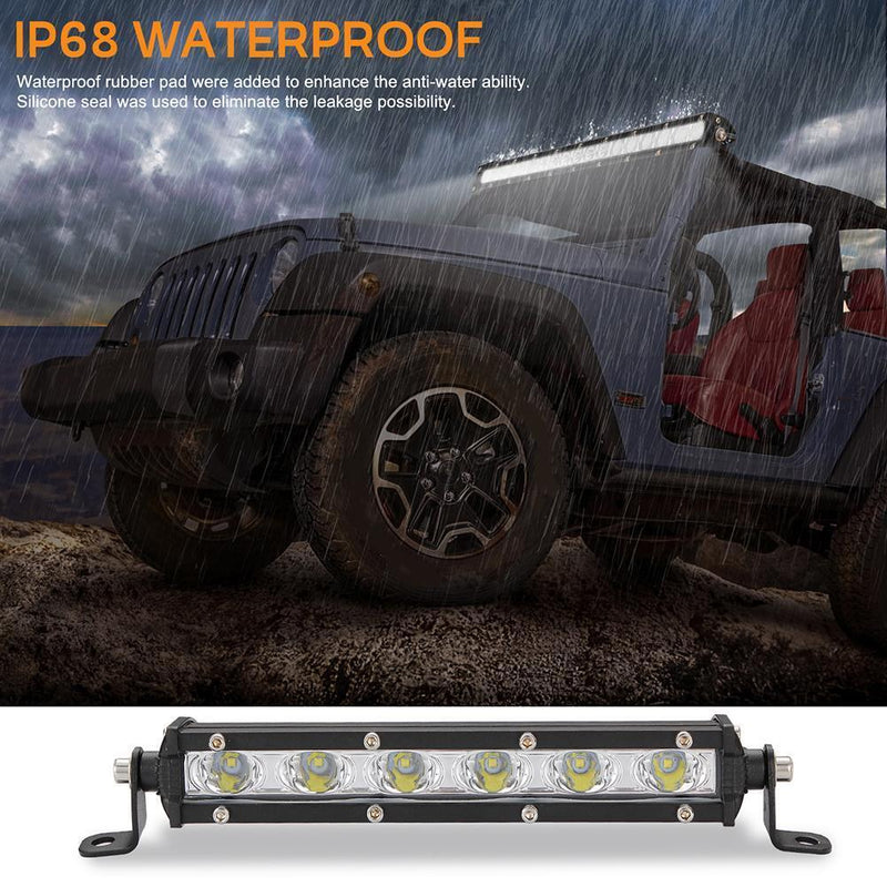 Generic 8"" 18W LED Work Light Bar, Ultra Thread, Waterproof Offroad-F