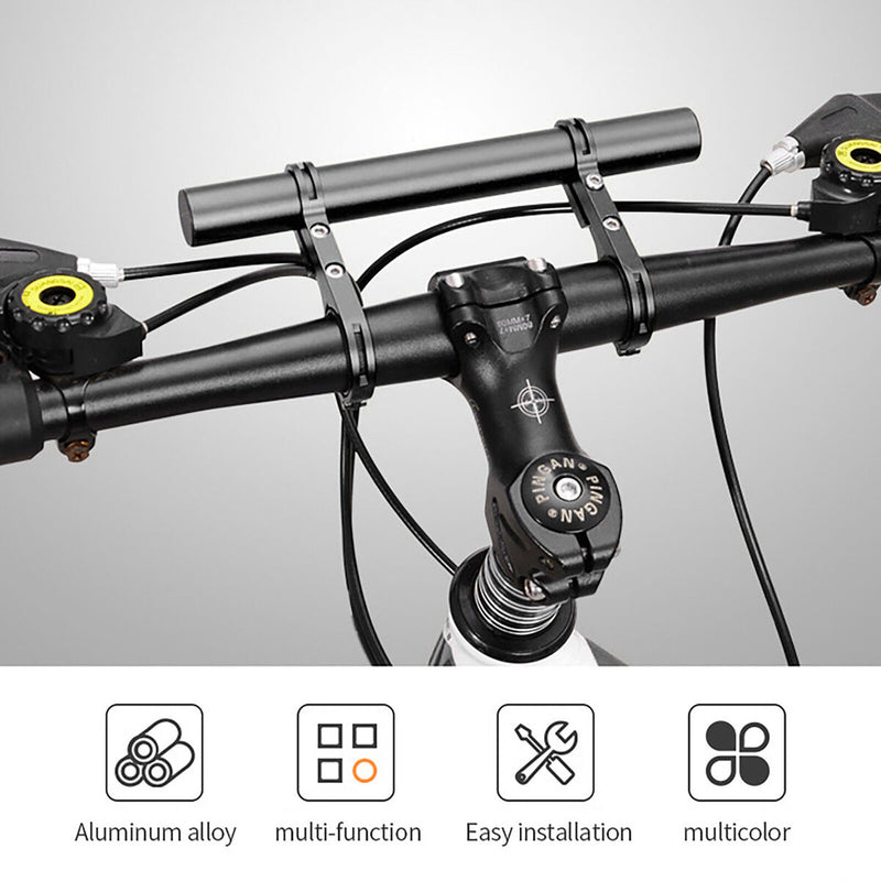 Bike Handlebar Extender Lightweight Durable Alloy Bracket Holder (Black)