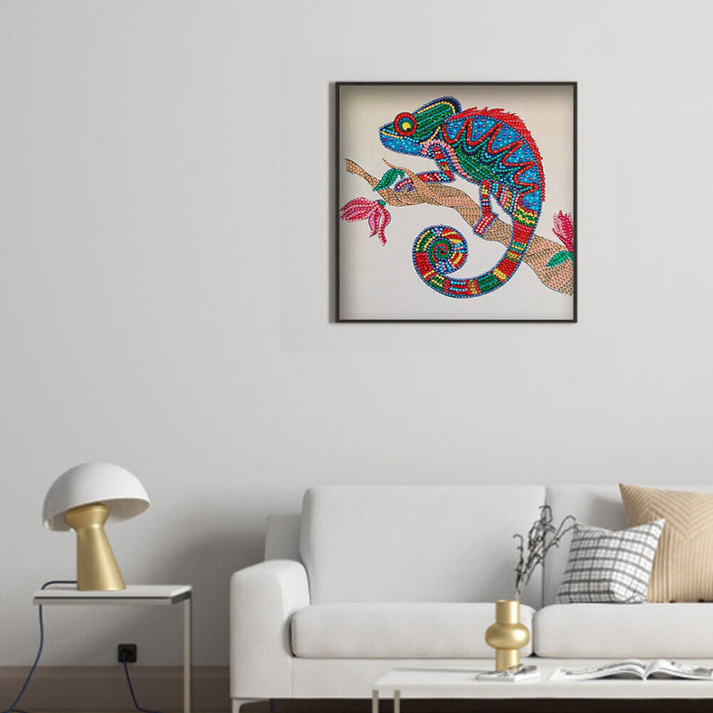 5D DIY Diamond Painted chameleon Partial Special Rhinestone Set