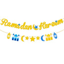 Moon Ramadan Kareem Banners Glitter Pull Flag Eid Mubarak Paper Hanging Flags