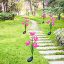 4 Head Lily Flower Solar Light Colorful LED Lawn Lamp Outdoor Light (Red) Newly