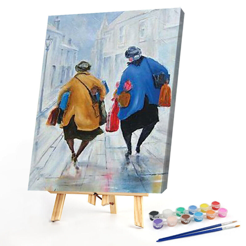 Two Old People Oil Paint by Numbers Hand Painted on Canvas for Home Decor