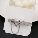 Bend Chain Tassel Design Bangs Clip Metal Pink Love Heart Hair Clip Sweet Cool