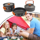 3pcs/set Portable Kettle Pot Frying Pan Tableware Outdoor Camp Hiking Cookwar