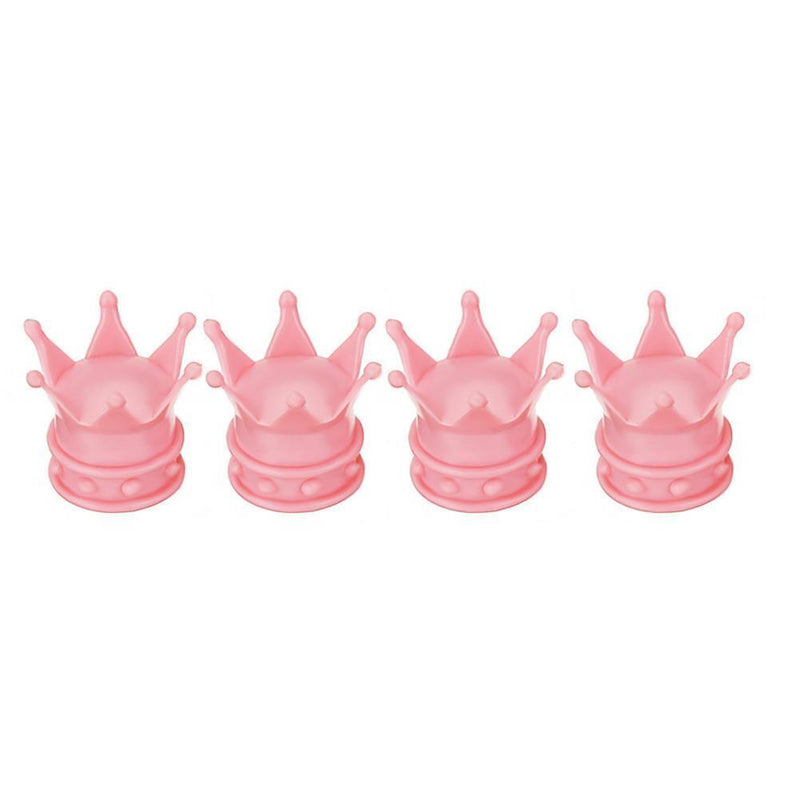 4pcs Pink Crown Shape Car Auto Wheel Tire Tyre Valve Stem Caps Dust Covers Newly