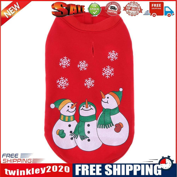Christmas Dog Pullover Costume Santa Snowman Coat Pet Clothes(Red)(S)