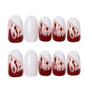 Red Fashion Stiletto Full Cover Halloween Blood Drop False Nail Tips With Glue