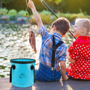 10L Folding Bucket Outdoor Camping Fishing Car Washer Carrier Bags (Blue) Newly