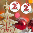 Christmas Hanging Ornaments - Initial with Xmas Hat for DIY Christmas Tree Decor