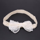 Cute Newborn Baby Girls Headband Bowknot Girls Headwear Headdress(White)