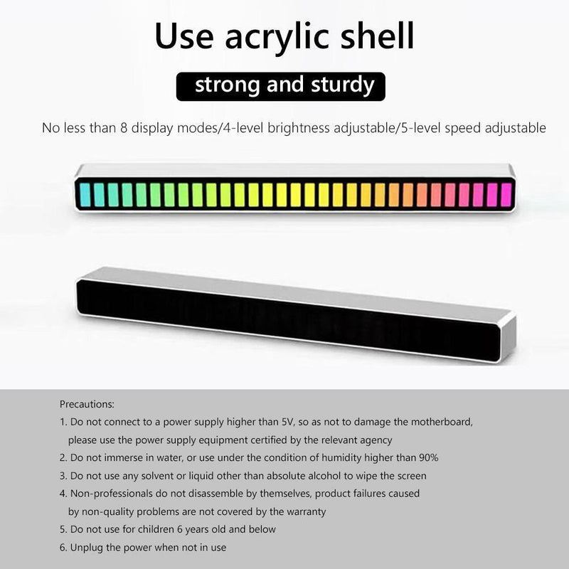 USB 5V Sound Control Colorful Light RGB 32 LED Pickup Lamp Bar (White)