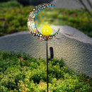 Solar LED Sun Moon Flame Light Retro Iron Landscape Lawn Lamps (A)(Blue) Newly