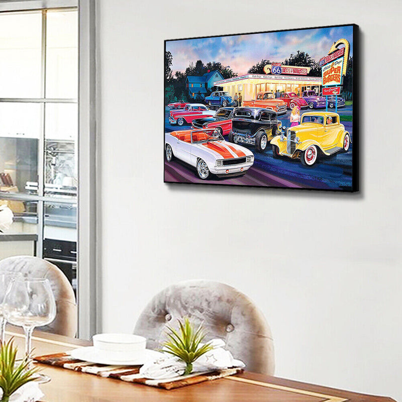 Digital Paint Car Painted By Numbers On Canvas Wall