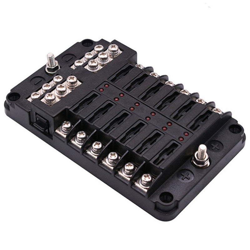 YJ-FB015 12 Ways 32V Automotive Blade Fuse Box Kit Terminal Block Holder