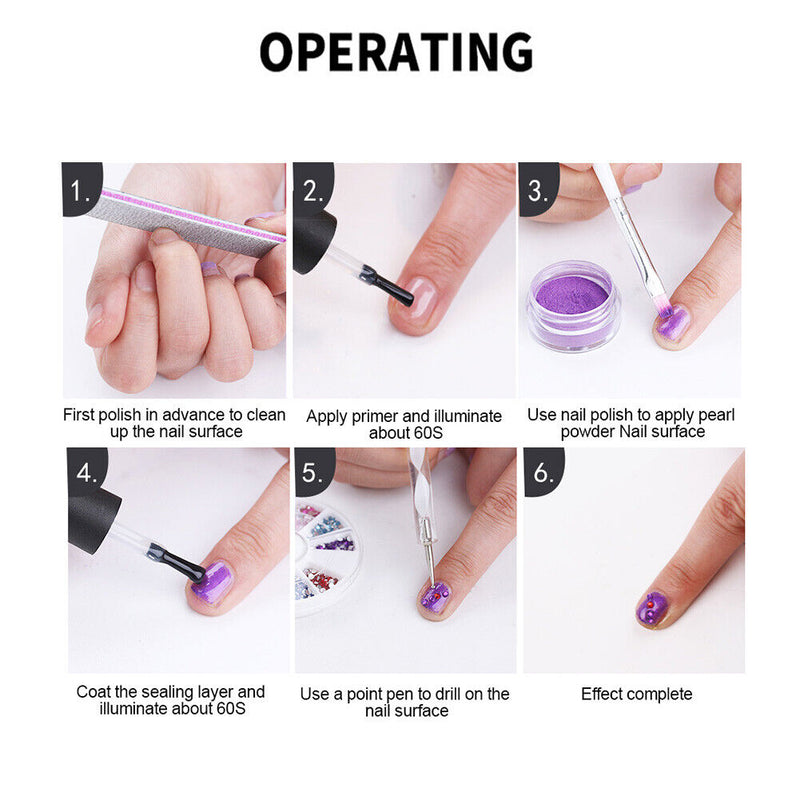 Pro Nail Tools Kit Pen Brush Dryer LED Lamp Electric Nail Drill Decoration Se