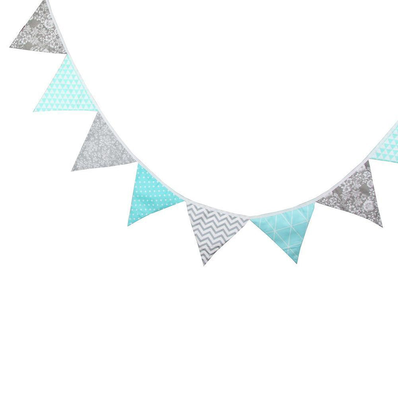 12 Flags Fabric Triangular Flag Bunting Banners Wedding Party Home Decor