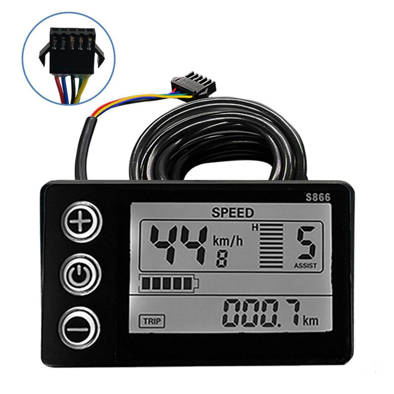 Electric Bike S866 24/36/48V Plug LCDDisplay For E-bike Scooter Part Waterproof