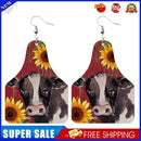 Retro Animal Cow Print Leather Dangle Earrings West Cowboy Ear Hook Jewelry