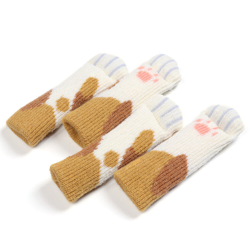 4pcs/set Cat Chair Feet Sock Thicken Anti-slip Table Leg Knitted Cover (B) Newly