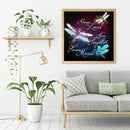 Dragonfly Text Frameless Oil Paint by Numbers Kit Handpainted Picture Art