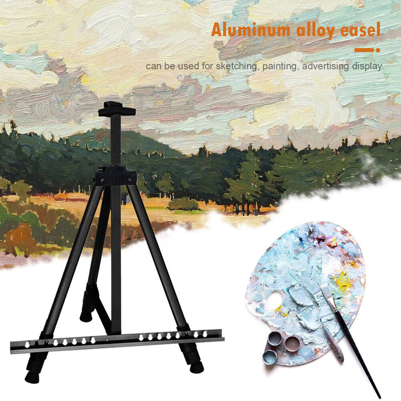 63 inch Artist Easel Adjustable Aluminum Alloy Easel with Carry Bag (Black)