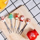 5Pcs/Set Cute Cartoon Steel Dessert Fruit Forks Santa Christmas: