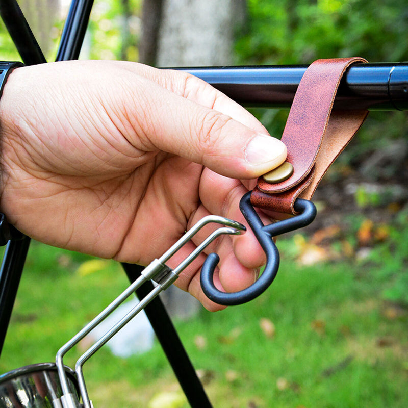 Camping Leather Hook - 4 Pcs Kitchen Drying Pot Hiking Rack Hook Outdoor Tool