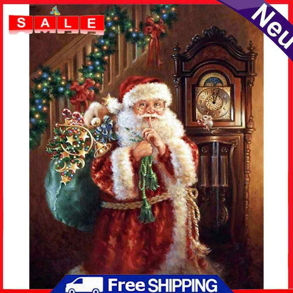 Hand Painted Oil Paint by Numbers DIY Santa Drawing Wall Hanging Decoration Gift