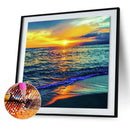 5D Full Square Drill Drawing Picture Sea Sunset Diamond Painting Bedroom Decor