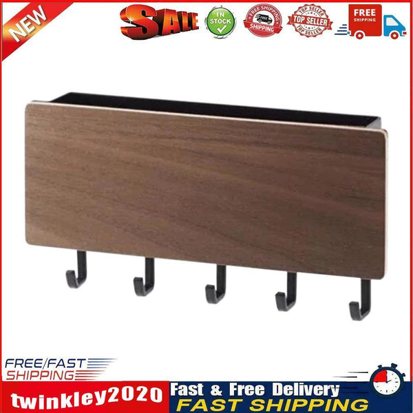 Wooden Wall Hanging Shelf Key Rack Sundries Storage Box Organizer (Black) Newly