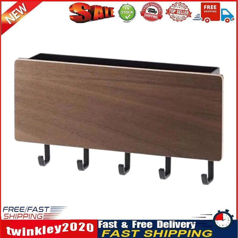 Wooden Wall Hanging Shelf Key Rack Sundries Storage Box Organizer (Black) Newly